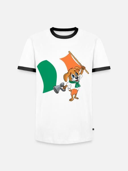 Ireland fan dog - Men's Ringer Shirt - white/black
