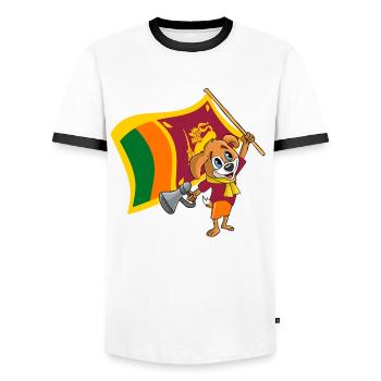 Chien fan du Sri Lanka - T-shirt contrasté Homme - blanc/noir - Devant - AI Model Female 172 light (172cm) & AI Model Male 178 dark (178cm)