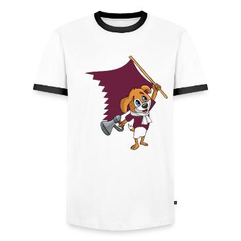 Qatar Fan Dog - Men's Ringer Shirt - white/black - Front - AI Model Female 172 light (172cm) & AI Model Male 178 dark (178cm)