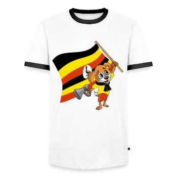 Uganda Fan Dog - Men's Ringer Shirt - white/black - Front - AI Model Female 172 light (172cm) & AI Model Male 178 dark (178cm)