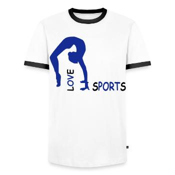 sports - Men's Ringer Shirt - white/black - Front - AI Model Female 172 light (172cm) & AI Model Male 178 dark (178cm)