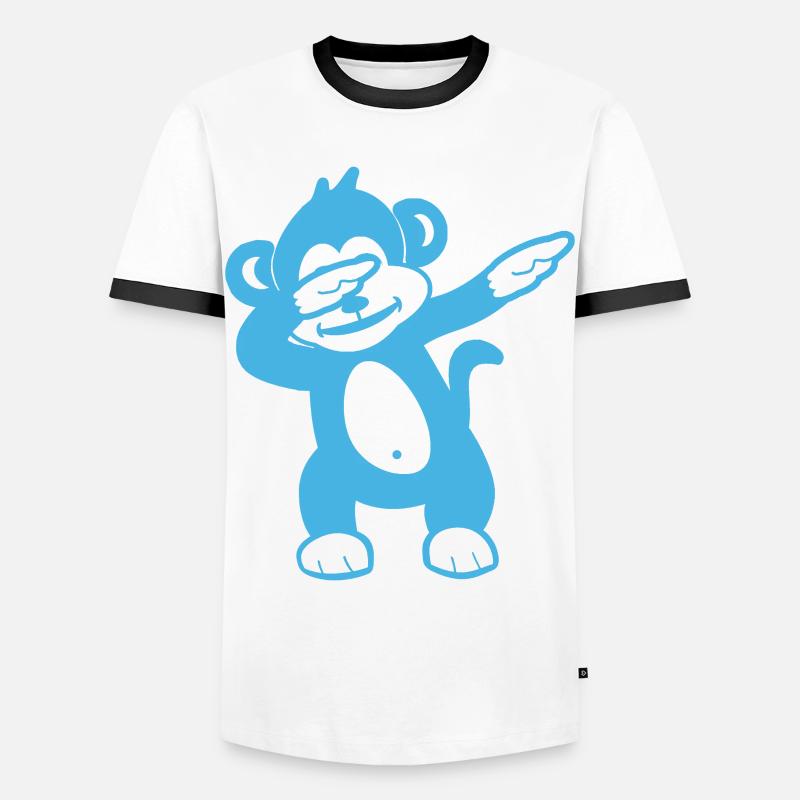 Blue Monkey Mascot - Playful Design - Men's Ringer Shirt - white/black