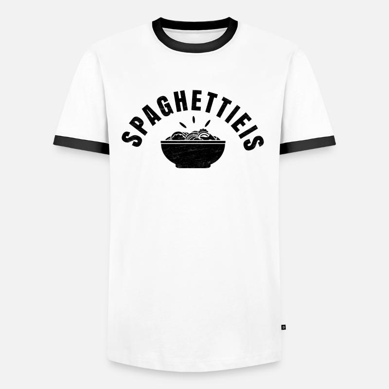 Spagetti Eis - Männer Kontrast-T-Shirt - Weiß/Schwarz