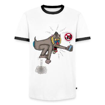 Monkey and mobile phone - Men's Ringer Shirt - white/black - Front - AI Model Female 172 light (172cm) & AI Model Male 178 dark (178cm)