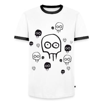 Monster halloween geister augen manga gruseln snap - Männer Kontrast-T-Shirt - Weiß/Schwarz - Vorne - AI Model Female 172 light (172cm) & AI Model Male 178 dark (178cm)