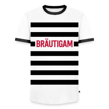Groom - bande baccalauréat parti - T-shirt contrasté Homme - blanc/noir - Devant - AI Model Female 172 light (172cm) & AI Model Male 178 dark (178cm)
