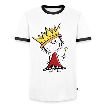 Sweet little king - kings - stick figures - Men's Ringer Shirt - white/black - Front - AI Model Female 172 light (172cm) & AI Model Male 178 dark (178cm)