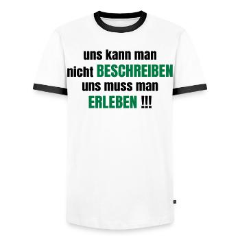 Freundschaft - Männer Kontrast-T-Shirt - Weiß/Schwarz - Vorne - AI Model Female 172 light (172cm) & AI Model Male 178 dark (178cm)