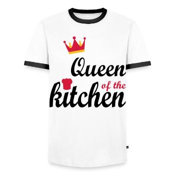 kochen - Männer Kontrast-T-Shirt - Weiß/Schwarz - Vorne - AI Model Female 172 light (172cm) & AI Model Male 178 dark (178cm)