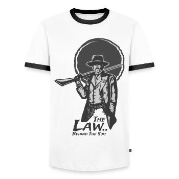 Cow-boy hors la loi - T-shirt contrasté Homme - blanc/noir - Devant - AI Model Female 172 light (172cm) & AI Model Male 178 dark (178cm)