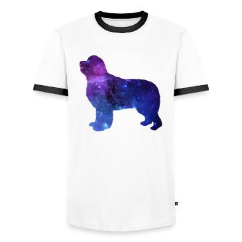 Cadeau Chien Terre-Neuve Galaxy Universe - T-shirt contrasté Homme - blanc/noir - Devant - AI Model Female 172 light (172cm) & AI Model Male 178 dark (178cm)
