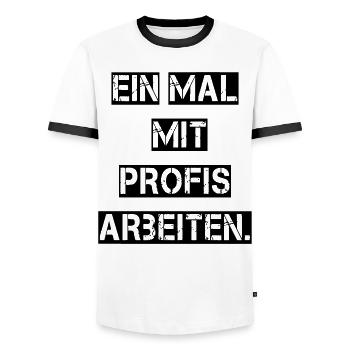 Travaillez avec des professionnels une fois. - T-shirt contrasté Homme - blanc/noir - Devant - AI Model Female 172 light (172cm) & AI Model Male 178 dark (178cm)