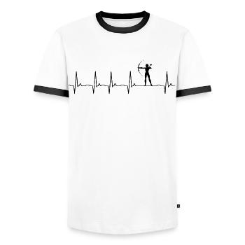Bogenschießen Herzschlag EKG - Bogenschütze Design - Männer Kontrast-T-Shirt - Weiß/Schwarz - Vorne - AI Model Female 172 light (172cm) & AI Model Male 178 dark (178cm)