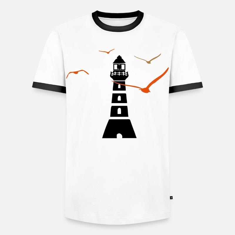 Leuchtturm | Seefahrt | Meer - Männer Kontrast-T-Shirt - Weiß/Schwarz