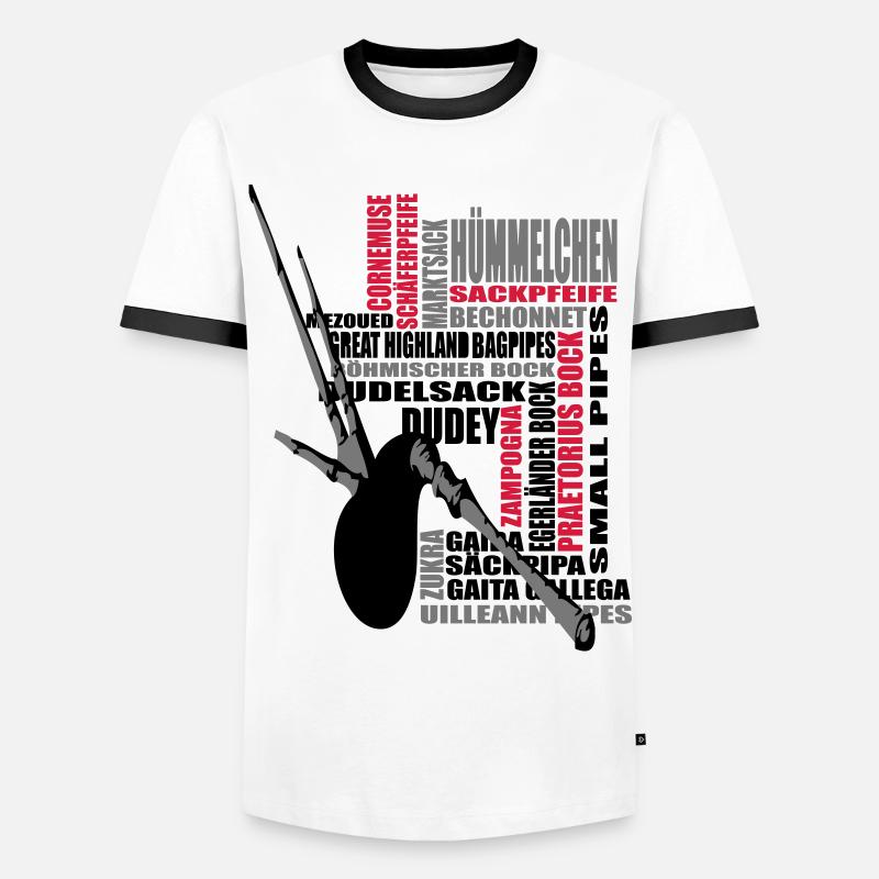 Sackpfeifer Textwolke mit Dudey - Männer Kontrast-T-Shirt - Weiß/Schwarz
