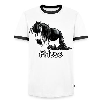 Lustiges Friesenpferd - Friese - Pferd - Männer Kontrast-T-Shirt - Weiß/Schwarz - Vorne - AI Model Female 172 light (172cm) & AI Model Male 178 dark (178cm)