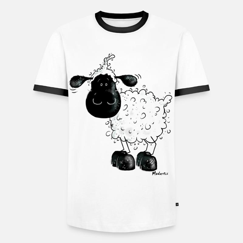 Wolliges Schäfchen - Schaf - Sheep - Männer Kontrast-T-Shirt - Weiß/Schwarz