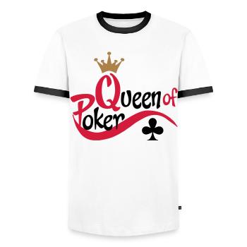 poker queen - T-shirt contrasté Homme - blanc/noir - Devant - AI Model Female 172 light (172cm) & AI Model Male 178 dark (178cm)