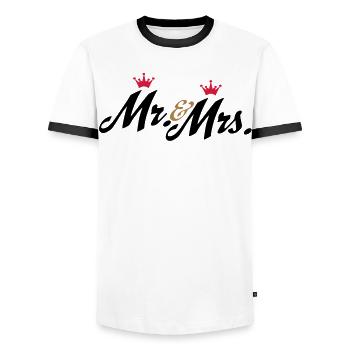 mariage - T-shirt contrasté Homme - blanc/noir - Devant - AI Model Female 172 light (172cm) & AI Model Male 178 dark (178cm)