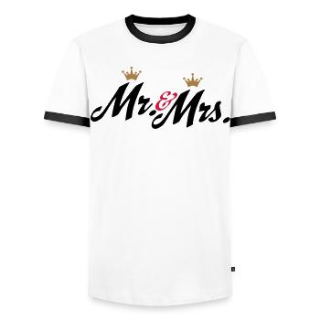 mariage - T-shirt contrasté Homme - blanc/noir - Devant - AI Model Female 172 light (172cm) & AI Model Male 178 dark (178cm)
