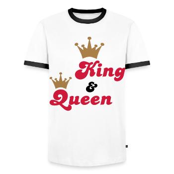 mariage - T-shirt contrasté Homme - blanc/noir - Devant - AI Model Female 172 light (172cm) & AI Model Male 178 dark (178cm)