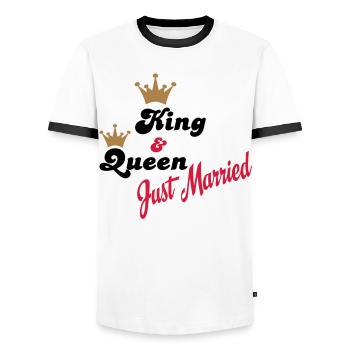 mariage - T-shirt contrasté Homme - blanc/noir - Devant - AI Model Female 172 light (172cm) & AI Model Male 178 dark (178cm)