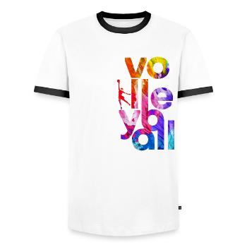 Volleyball handball sport gift - Men's Ringer Shirt - white/black - Front - AI Model Female 172 light (172cm) & AI Model Male 178 dark (178cm)