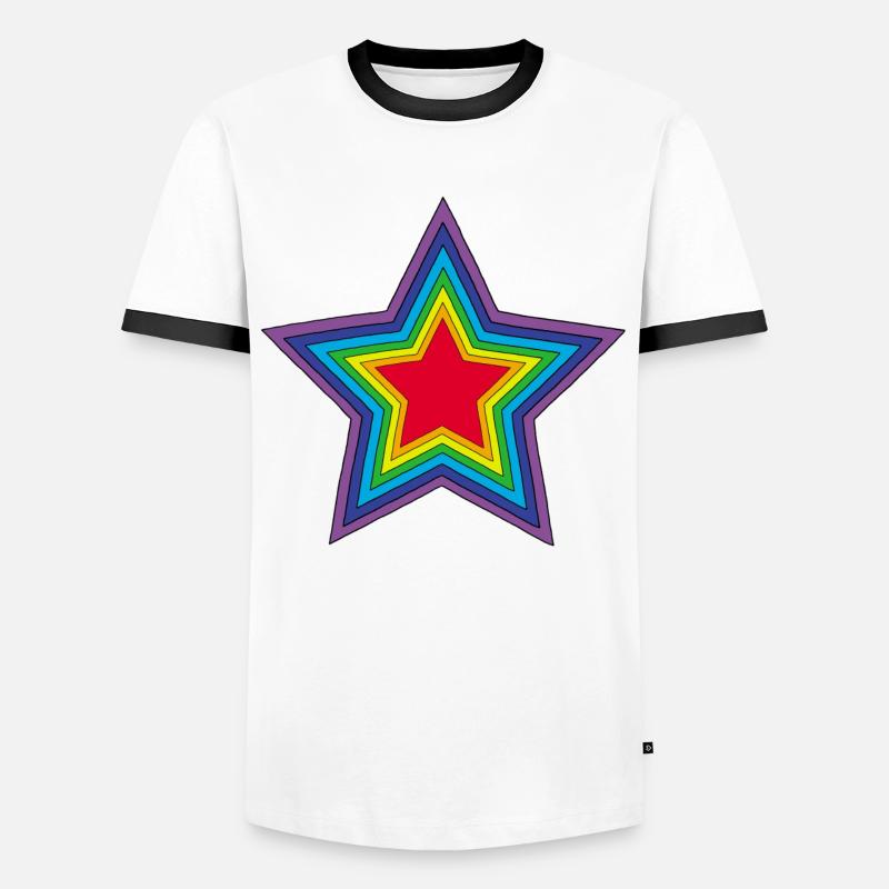 Rainbow star - Men's Ringer Shirt - white/black