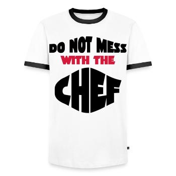 chef - Men's Ringer Shirt - white/black - Front - AI Model Female 172 light (172cm) & AI Model Male 178 dark (178cm)