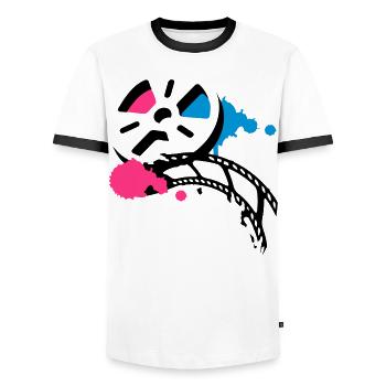 Alte Filmrolle mit Film im Graffiti Stil - Männer Kontrast-T-Shirt - Weiß/Schwarz - Vorne - AI Model Female 172 light (172cm) & AI Model Male 178 dark (178cm)