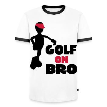 golf - Men's Ringer Shirt - white/black - Front - AI Model Female 172 light (172cm) & AI Model Male 178 dark (178cm)