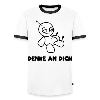 Voodoo Puppe - Männer Kontrast-T-Shirt - Weiß/Schwarz - Vorne - AI Model Female 172 light (172cm) & AI Model Male 178 dark (178cm)