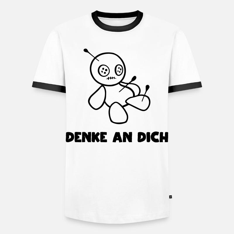 Voodoo Puppe - Männer Kontrast-T-Shirt - Weiß/Schwarz