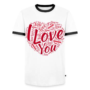 Saint Valentin - T-shirt contrasté Homme - blanc/noir - Devant - AI Model Female 172 light (172cm) & AI Model Male 178 dark (178cm)