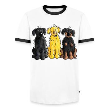 Hovawart - Hovawarte - Hund - Männer Kontrast-T-Shirt - Weiß/Schwarz - Vorne - AI Model Female 172 light (172cm) & AI Model Male 178 dark (178cm)