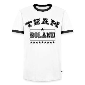 Team Roland - Männer Kontrast-T-Shirt - Weiß/Schwarz - Vorne - AI Model Female 172 light (172cm) & AI Model Male 178 dark (178cm)