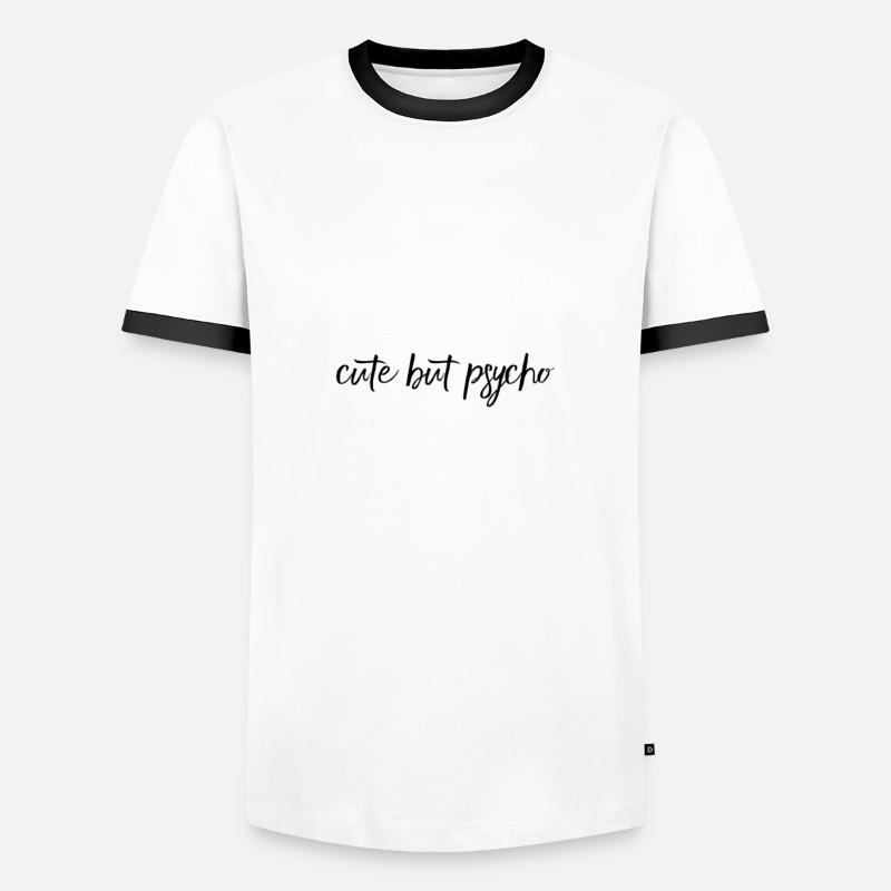 Cute But Psycho – freches Statement Design - Männer Kontrast-T-Shirt - Weiß/Schwarz