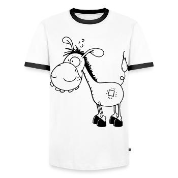 Esel - Langohresel - Eselchen - Männer Kontrast-T-Shirt - Weiß/Schwarz - Vorne - AI Model Female 172 light (172cm) & AI Model Male 178 dark (178cm)