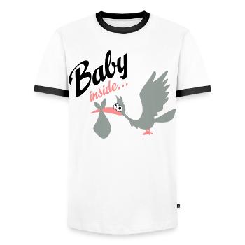 grossesse - T-shirt contrasté Homme - blanc/noir - Devant - AI Model Female 172 light (172cm) & AI Model Male 178 dark (178cm)