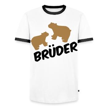 frères - T-shirt contrasté Homme - blanc/noir - Devant - AI Model Female 172 light (172cm) & AI Model Male 178 dark (178cm)