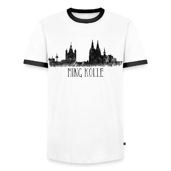 Mein Köln Skyline Ming Kölle Kölner Dom am Rhein - Männer Kontrast-T-Shirt - Weiß/Schwarz - Vorne - AI Model Female 172 light (172cm) & AI Model Male 178 dark (178cm)