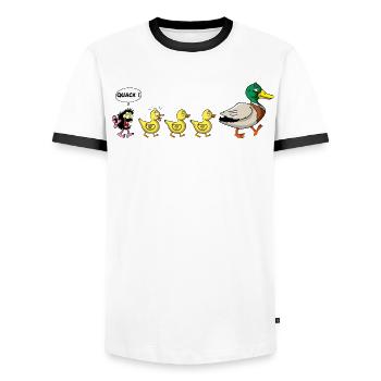 Das hässliche Entlein - Männer Kontrast-T-Shirt - Weiß/Schwarz - Vorne - AI Model Female 172 light (172cm) & AI Model Male 178 dark (178cm)