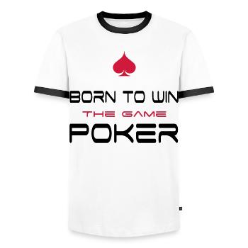 poker - T-shirt contrasté Homme - blanc/noir - Devant - AI Model Female 172 light (172cm) & AI Model Male 178 dark (178cm)