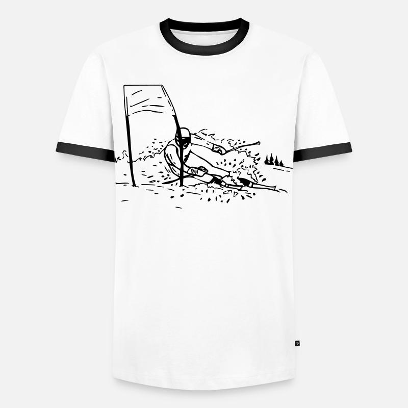 Ski - Skiläufer - Männer Kontrast-T-Shirt - Weiß/Schwarz