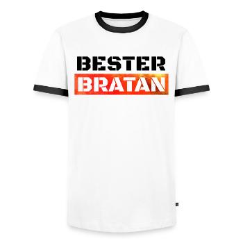 Best Bratan brother buddy Digga - Men's Ringer Shirt - white/black - Front - AI Model Female 172 light (172cm) & AI Model Male 178 dark (178cm)