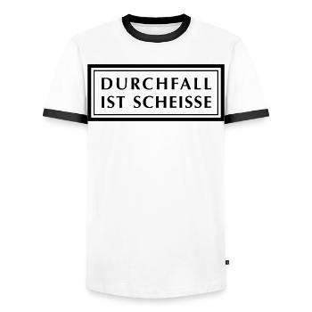 Durchfall ist Scheiße - Männer Kontrast-T-Shirt - Weiß/Schwarz - Vorne - AI Model Female 172 light (172cm) & AI Model Male 178 dark (178cm)