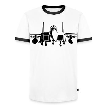 fighter F-15 - Men's Ringer Shirt - white/black - Front - AI Model Female 172 light (172cm) & AI Model Male 178 dark (178cm)