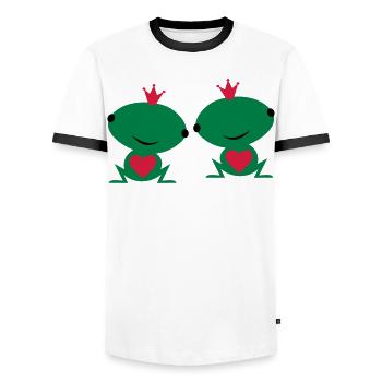 deux sont amoureux - T-shirt contrasté Homme - blanc/noir - Devant - AI Model Female 172 light (172cm) & AI Model Male 178 dark (178cm)