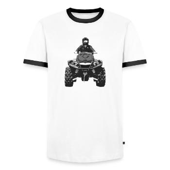 Quad 4x4 - Männer Kontrast-T-Shirt - Weiß/Schwarz - Vorne - AI Model Female 172 light (172cm) & AI Model Male 178 dark (178cm)