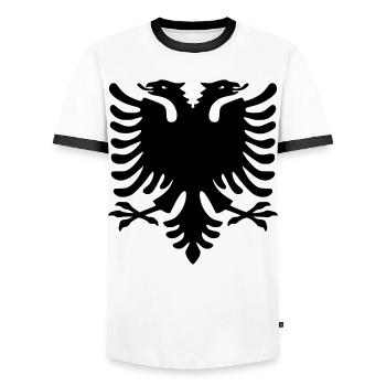 albania_2019 - Männer Kontrast-T-Shirt - Weiß/Schwarz - Vorne - AI Model Female 172 light (172cm) & AI Model Male 178 dark (178cm)